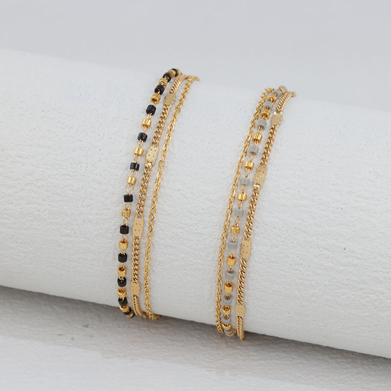 Gold Layered Charm Bracelet - Stainless Steel Fashion Jewelry for Women