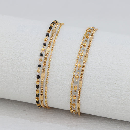 Gold Layered Charm Bracelet - Ultra Light 1.8g Stainless Steel Fashion Jewelry for Women
