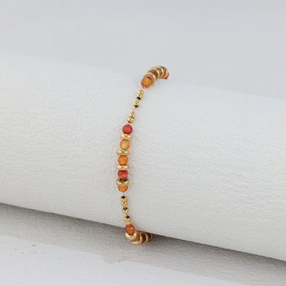 Garnet Red Beaded Bracelet - Stainless Steel Traditional Prayer Jewelry for Women