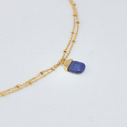 Exquisite Stainless Steel & Azure Gem O-Chain Necklace