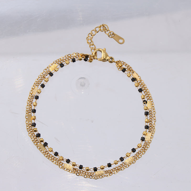 Gold Layered Charm Bracelet - Stainless Steel Fashion Jewelry for Women
