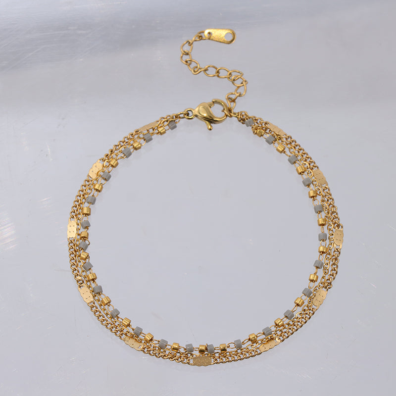 Gold Layered Charm Bracelet - Ultra Light 1.8g Stainless Steel Fashion Jewelry for Women