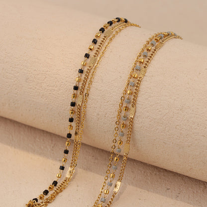 Gold Layered Charm Bracelet - Ultra Light 1.8g Stainless Steel Fashion Jewelry for Women