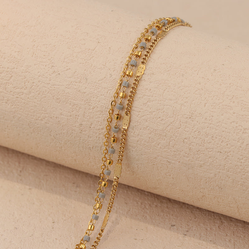 Gold Layered Charm Bracelet - Ultra Light 1.8g Stainless Steel Fashion Jewelry for Women