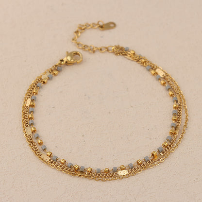 Gold Layered Charm Bracelet - Ultra Light 1.8g Stainless Steel Fashion Jewelry for Women