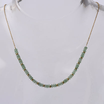 Green Aventurine Beaded Stainless Steel O-Link Necklace