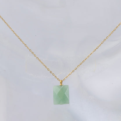 Jade Green O-Link Stainless Steel Necklace