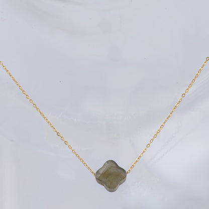 Gray Stainless Steel Clover Necklace