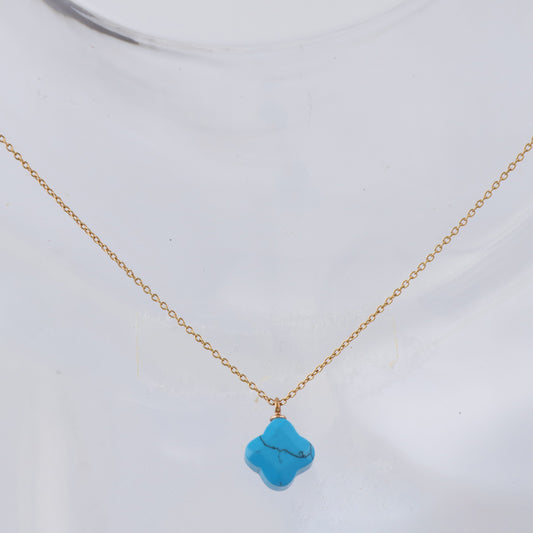 Blue O-Link Clover Stainless Steel Necklace