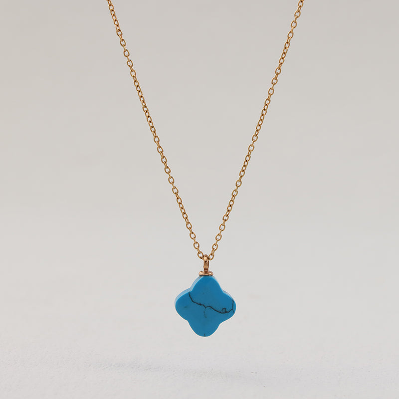 Blue O-Link Clover Stainless Steel Necklace