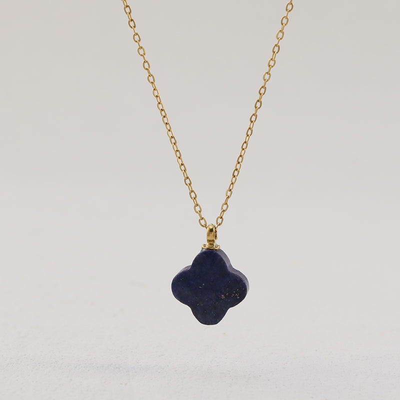 Deep Purple Clover Stainless Steel Necklace