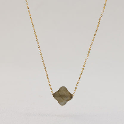 Gray Stainless Steel Clover Necklace