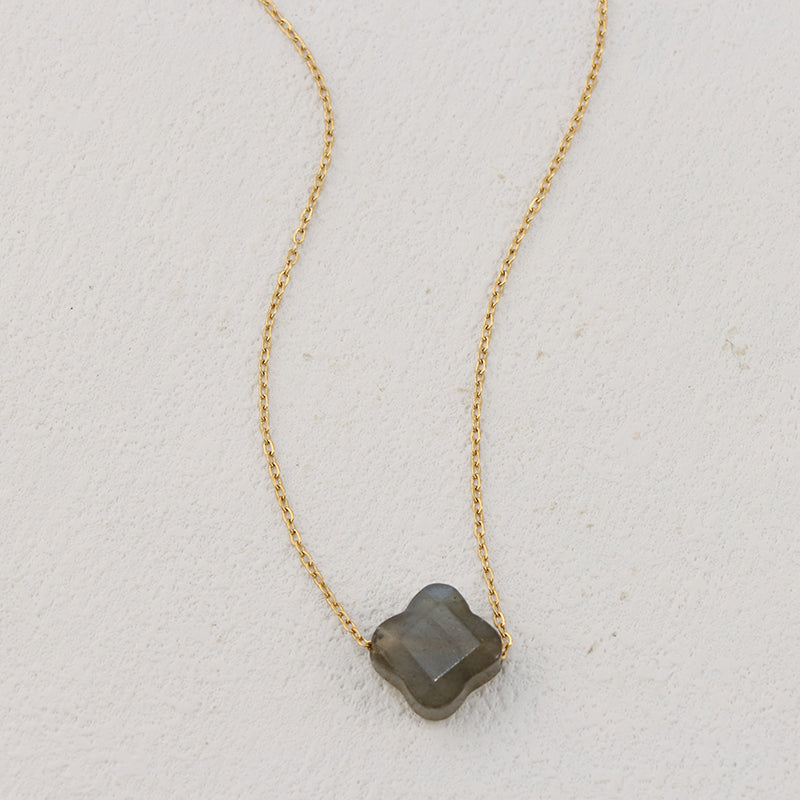 Gray Stainless Steel Clover Necklace