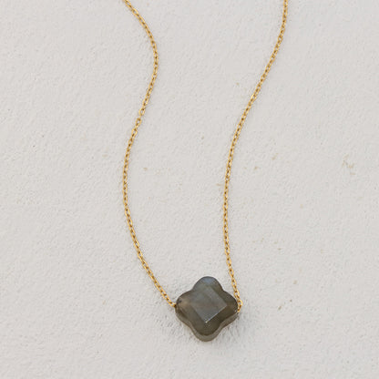 Gray Stainless Steel Clover Necklace