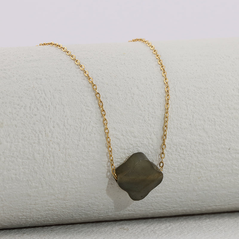 Gray Stainless Steel Clover Necklace