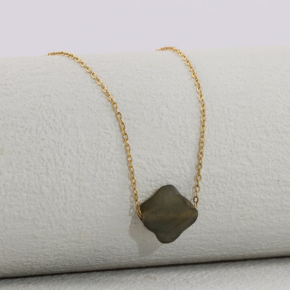 Gray Stainless Steel Clover Necklace