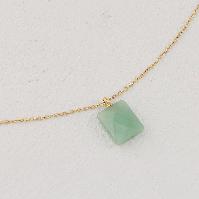 Jade Green O-Link Stainless Steel Necklace