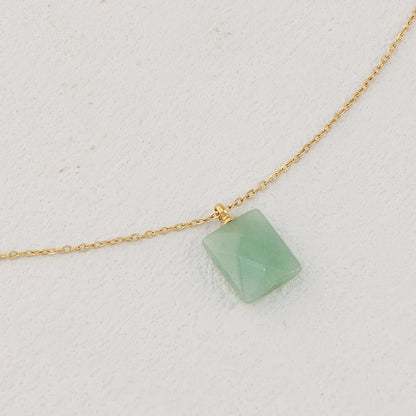 Jade Green O-Link Stainless Steel Necklace