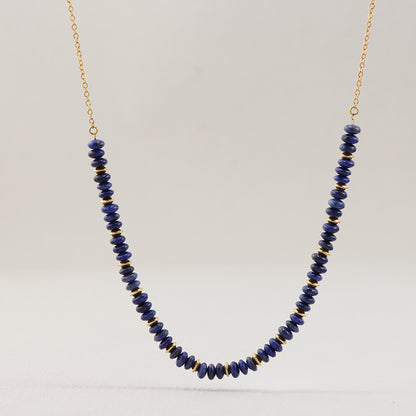Lapis Lazuli Beaded Stainless Steel O-Chain Necklace for Women
