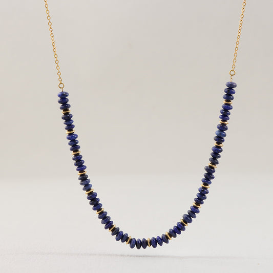 Lapis Lazuli Beaded Stainless Steel O-Chain Necklace for Women