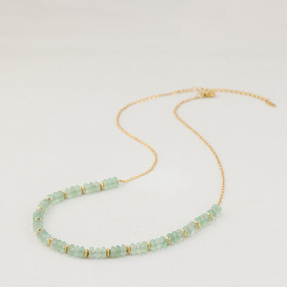 Green Aventurine Beaded Stainless Steel O-Link Necklace
