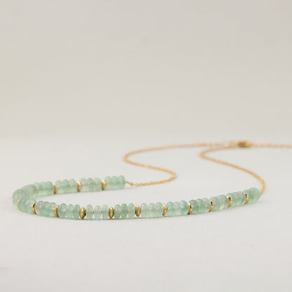 Green Aventurine Beaded Stainless Steel O-Link Necklace