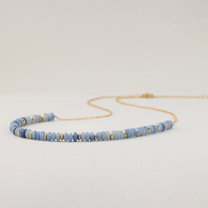 Blue Aventurine Beaded Stainless Steel O-Chain Necklace for Women