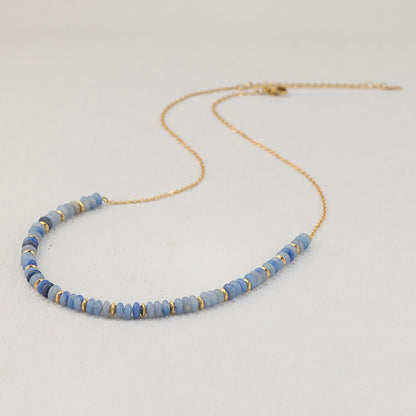 Blue Aventurine Beaded Stainless Steel O-Chain Necklace for Women