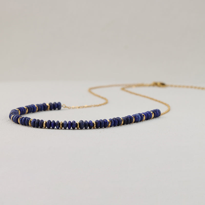 Lapis Lazuli Beaded Stainless Steel O-Chain Necklace for Women