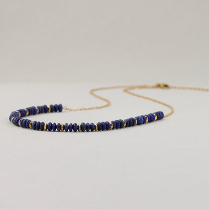 Lapis Lazuli Beaded Stainless Steel O-Chain Necklace for Women
