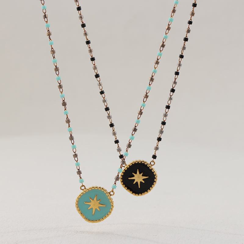 Teal Blue Stainless Steel O-Link Chain Necklace - 3.8g Lightweight