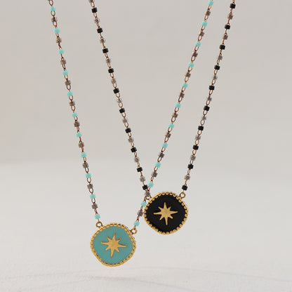 Teal Blue Stainless Steel O-Link Chain Necklace - 3.8g Lightweight