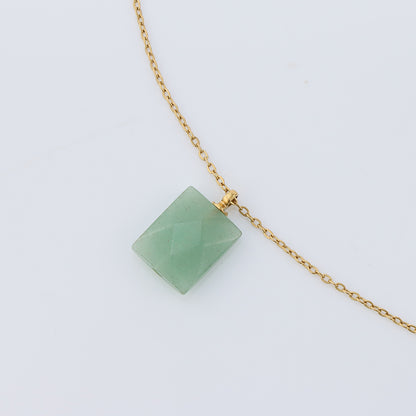 Jade Green O-Link Stainless Steel Necklace
