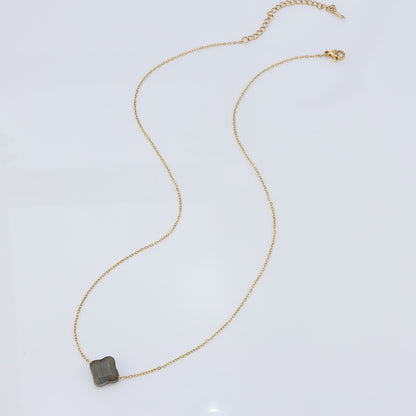 Gray Stainless Steel Clover Necklace