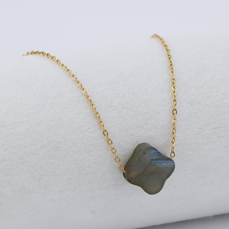 Gray Stainless Steel Clover Necklace