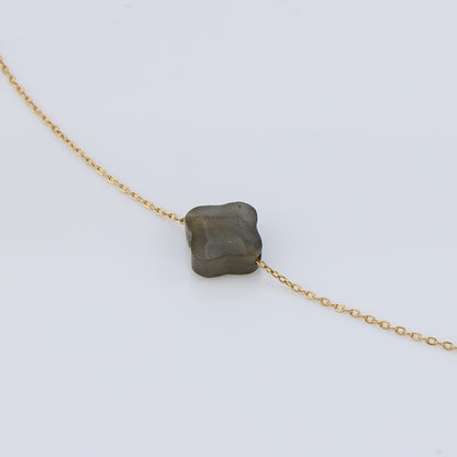 Gray Stainless Steel Clover Necklace