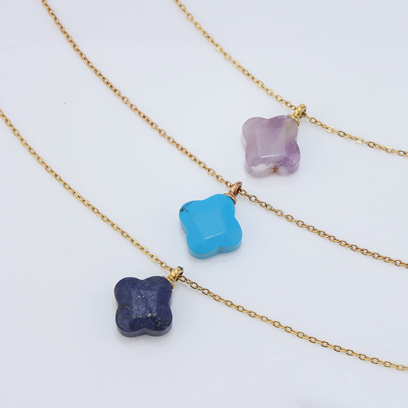 Lavender O-Link Clover Stainless Steel Necklace