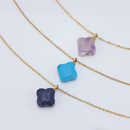 Lavender O-Link Clover Stainless Steel Necklace