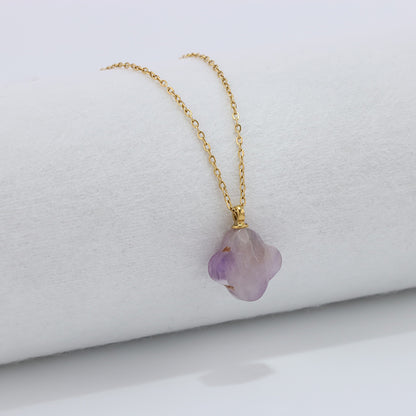 Lavender O-Link Clover Stainless Steel Necklace