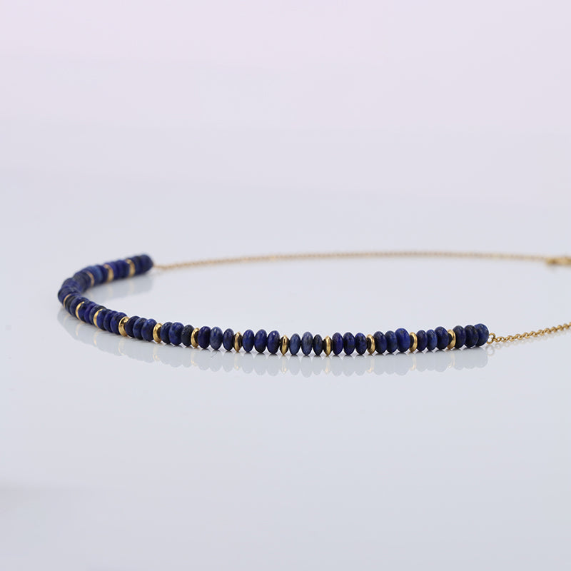Lapis Lazuli Beaded Stainless Steel O-Chain Necklace for Women