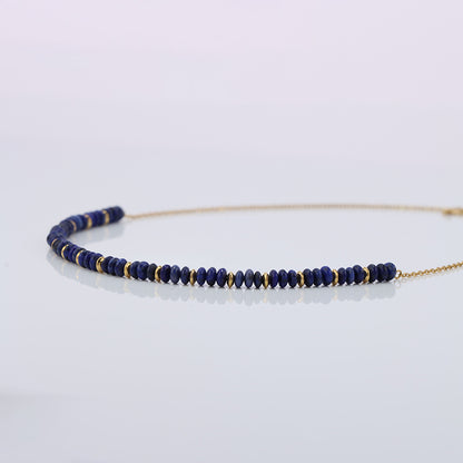 Lapis Lazuli Beaded Stainless Steel O-Chain Necklace for Women