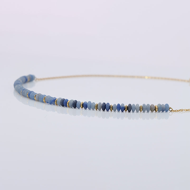 Blue Aventurine Beaded Stainless Steel O-Chain Necklace for Women