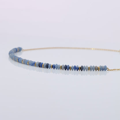 Blue Aventurine Beaded Stainless Steel O-Chain Necklace for Women