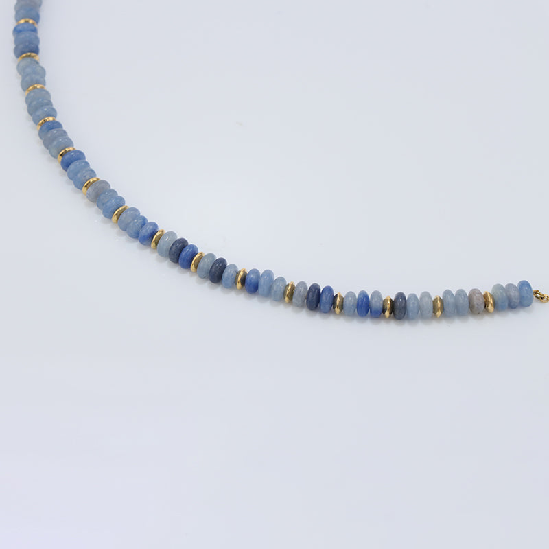 Blue Aventurine Beaded Stainless Steel O-Chain Necklace for Women