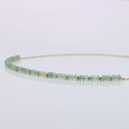 Green Aventurine Beaded Stainless Steel O-Link Necklace