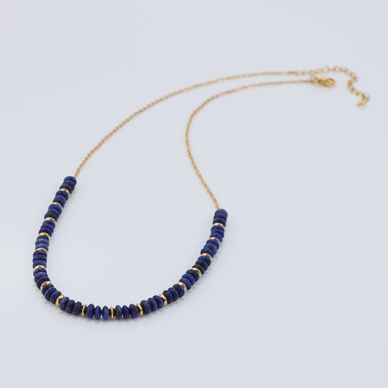 Lapis Lazuli Beaded Stainless Steel O-Chain Necklace for Women