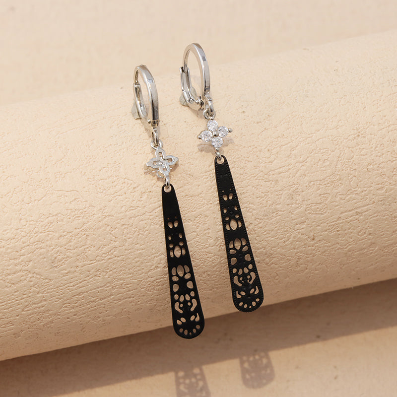 Vintage Black Copper Earrings - Symmetrical and Asymmetrical Design