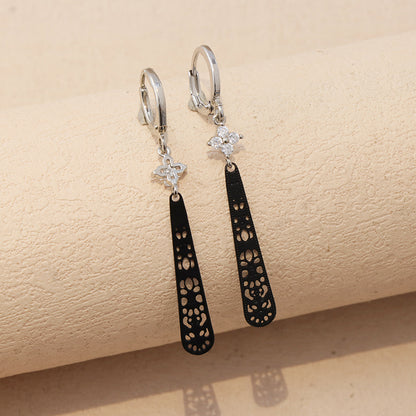 Vintage Black Copper Earrings - Symmetrical and Asymmetrical Design