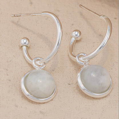 Geometric Stainless Steel Earrings with Circular Pendant - Classic Style