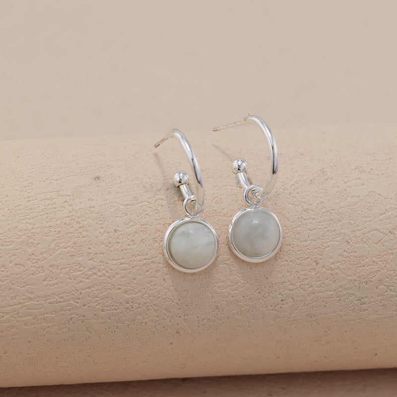 Geometric Stainless Steel Earrings with Circular Pendant - Classic Style